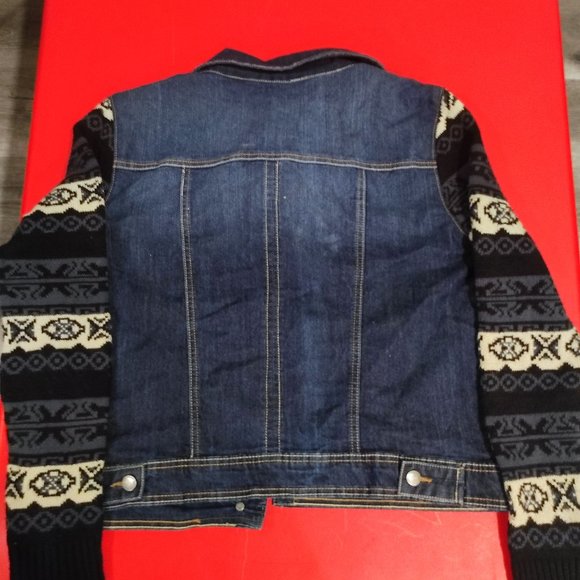 Ardene denim jeans jacket with knit sleeve women's size L - Picture 3 of 6